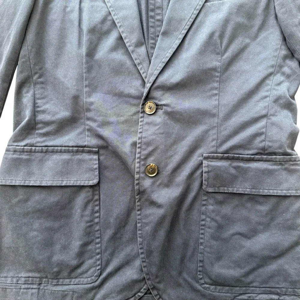 Vintage Polo Ralph Lauren Cotton Twill Blazer Jacket Preppy Navy Blue Mens M